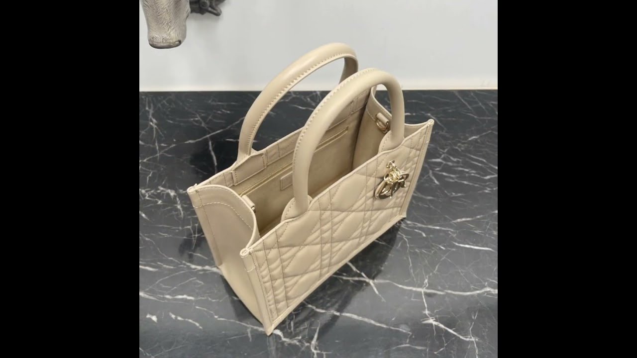 Small Dior Book Tote Beige Macrocannage Calfskin - YouTube