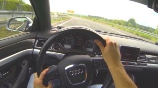 Audi S8 V10 POV Onboard on Autobahn Highway Autostrada Acceleration Sound Drive Driver Perspective