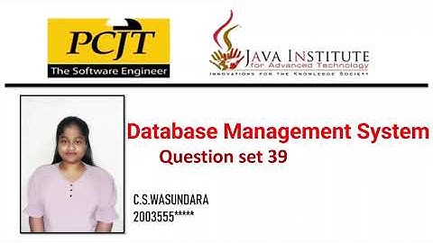 Question Set 39| Database Management System | Java Institute