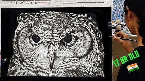 hyperrealistic owl drawing / time lapse 170 + hrs #art #realisticdrawing