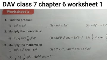 DAV class 7 chapter 6 worksheet 1 ।Class 7 maths chapter 6 worksheet 1 dav public school