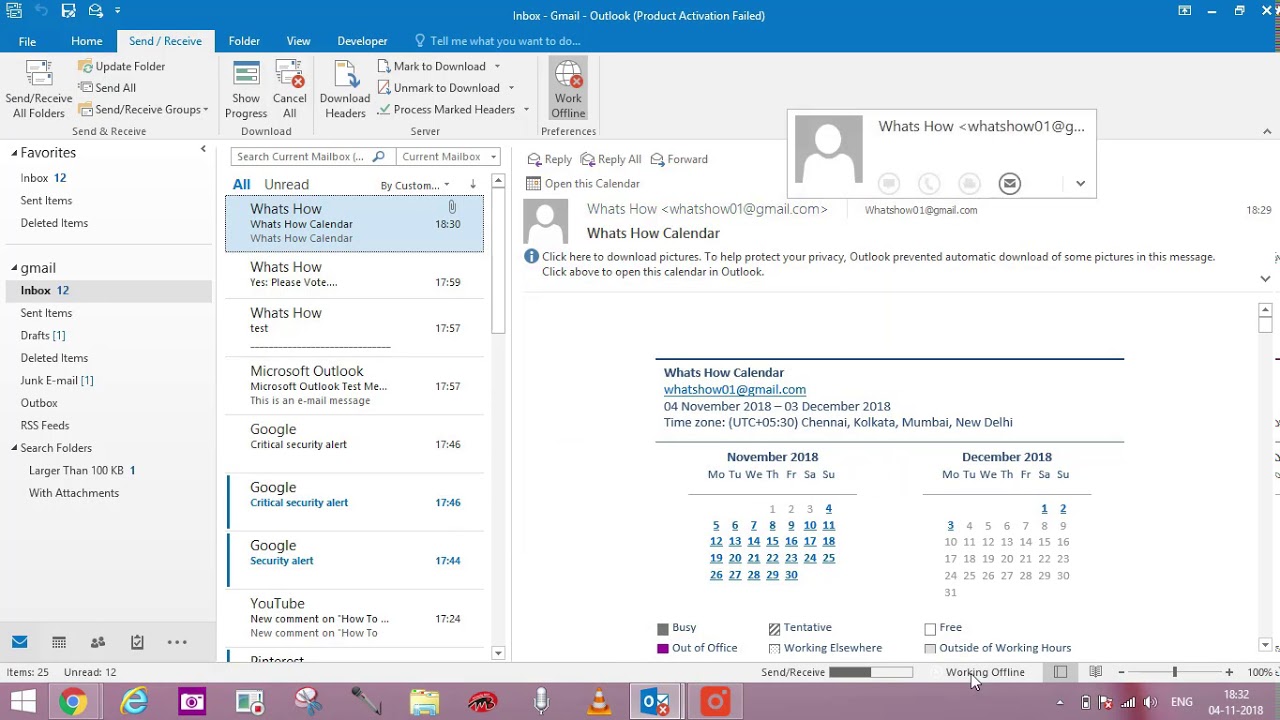 microsoft outlook 2013 working offline