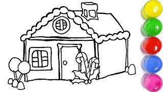 Gingerbread house coloring and drawing | Learn colors for Kids, Toddlers