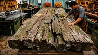 Turning a Giant Cracked Wood Slab Into a Stunning Masterpiece | Woodworking