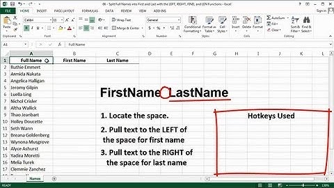 Excel - Split Full Names into First and Last with the LEFT, RIGHT, FIND, and LEN Functions