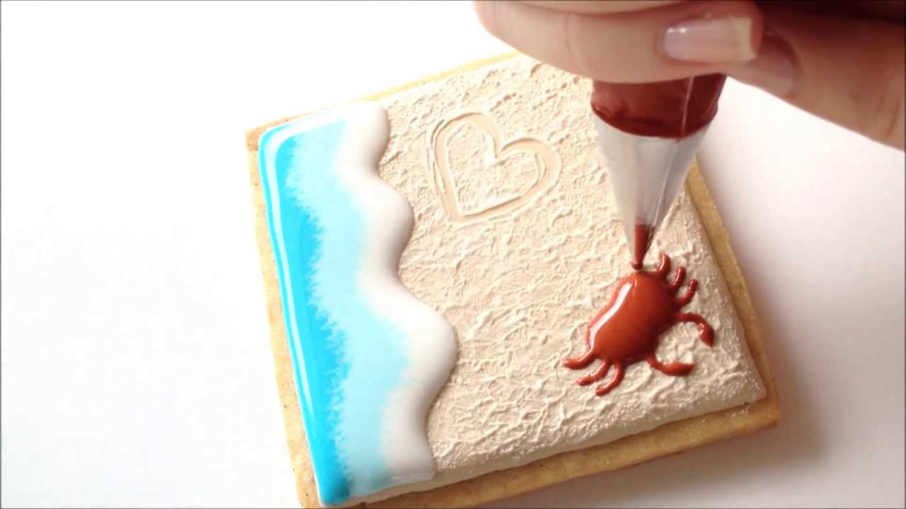 How To Decorate a Beach Cookie Using Royal Icing - YouTube