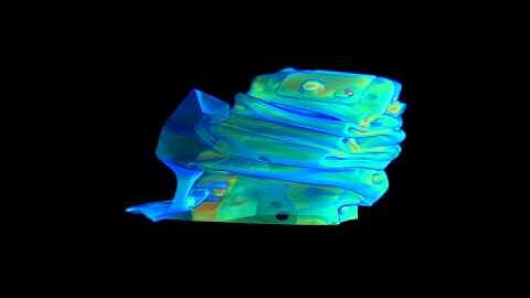 Volumetric rendering of a crushed automotive part (reinforcement member)