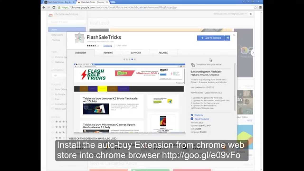 FlashSaleTricks Autobuy Chrome Extenison Demo YouTube