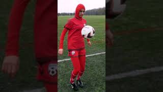 Beautiful Hijab Girl Playing Football