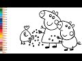 how to draw peppa pig family step by step? Peppa Pig oilasini qanday chizish mumkin