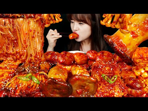 ASMR (memasak & makan) berbagai macam jamur pedas. * resep saus * MUKBANG | Bo kyoung ASMR