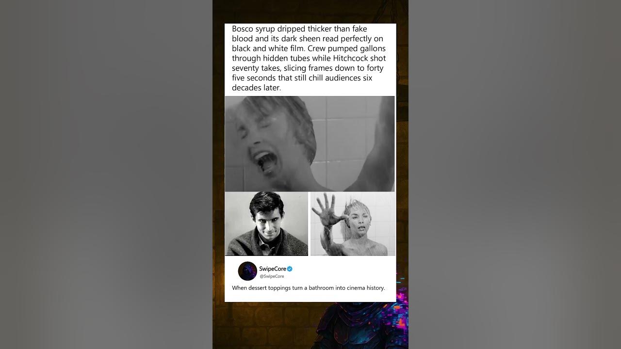 In Psycho (1960), Hitchcock used chocolate syrup for blood in the iconic shower scene