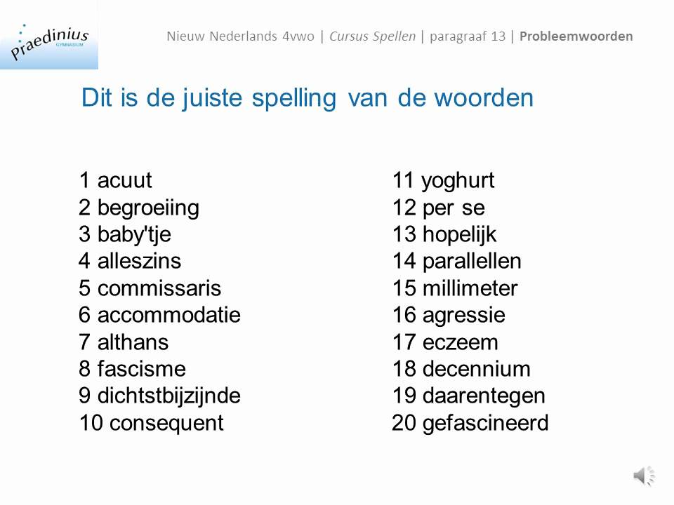 Fonkelnieuw Twintig probleemwoorden - een dictee - YouTube QN-63