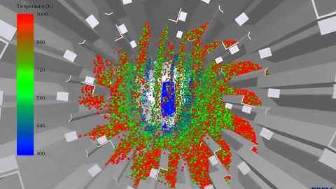 Aggregate Drum Dryer Showing Temperature using EDEM Simulation (Courtesy of Astec, Inc.)