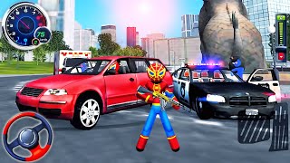 Spider Stickman Rope Hero 2022 - Police Car Driving In Big Open City Vegas - Android GamePlay screenshot 4
