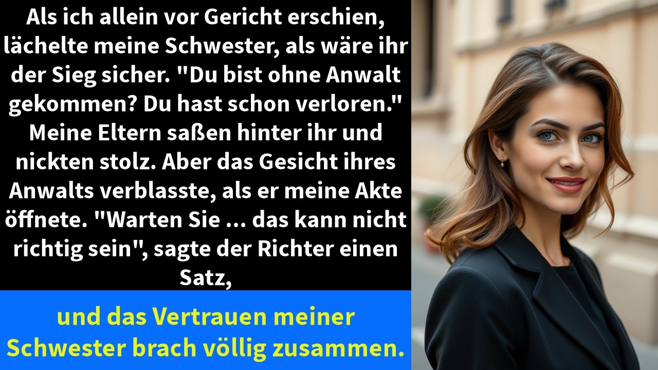 Als ich allein vor Gericht erschien, lächelte meine Schwester, als wäre ihr der Sieg sicher.