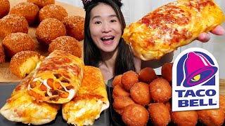 Best Taco Bell Burrito Ever! NEW Steak & Bacon Grilled Cheese Burrito & Cinnabon Delights - Mukbang