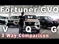 2021 Toyota Fortuner G V Q 3 Way Comparison - [SoJooCars]