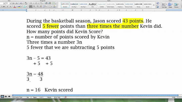 Writing Equations from Word Problems