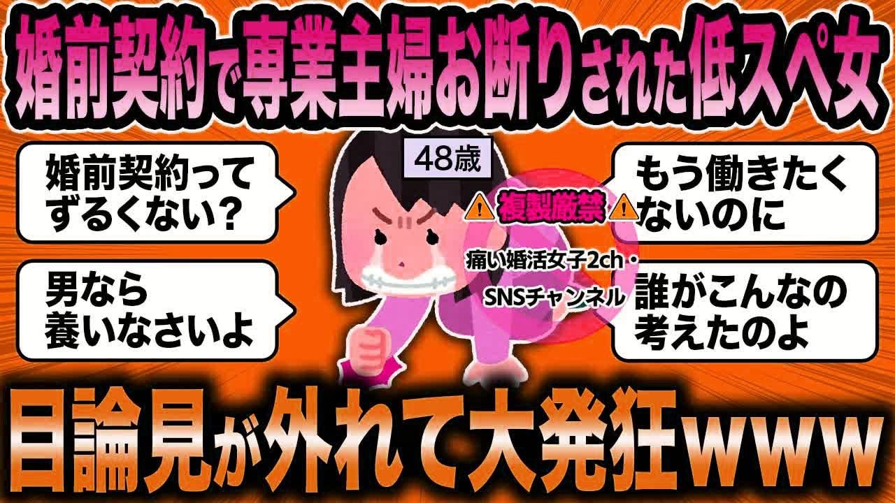 【2ch面白いスレ】婚前契約で専業主婦を拒否された女さん詰みｗｗ【ゆっくり解説】