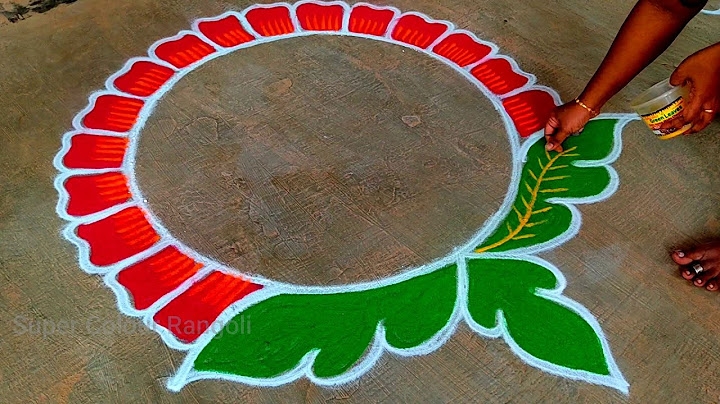 Pongal pot rangoli🌹Sankranthi muggulu🌹bhogi kundala muggulu🌹pongal paanai kolam🌹Super colour rangoli