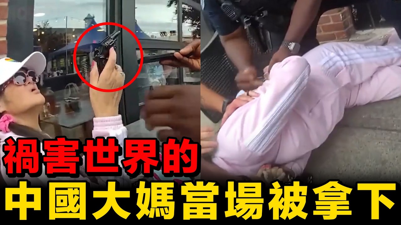禍害世界的中國大媽，被當場拿下！發瘋時有多猖狂，被制服時就有多狼狽。