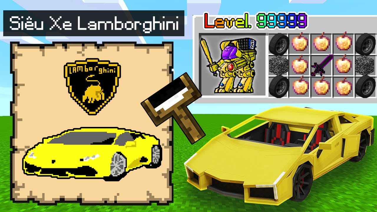 Minecraft Bedwars, Nhưng Vẽ Siêu Xe Lamborghini Được Giáp Netherite Và Kiếm Bay Troll Noob Team ??