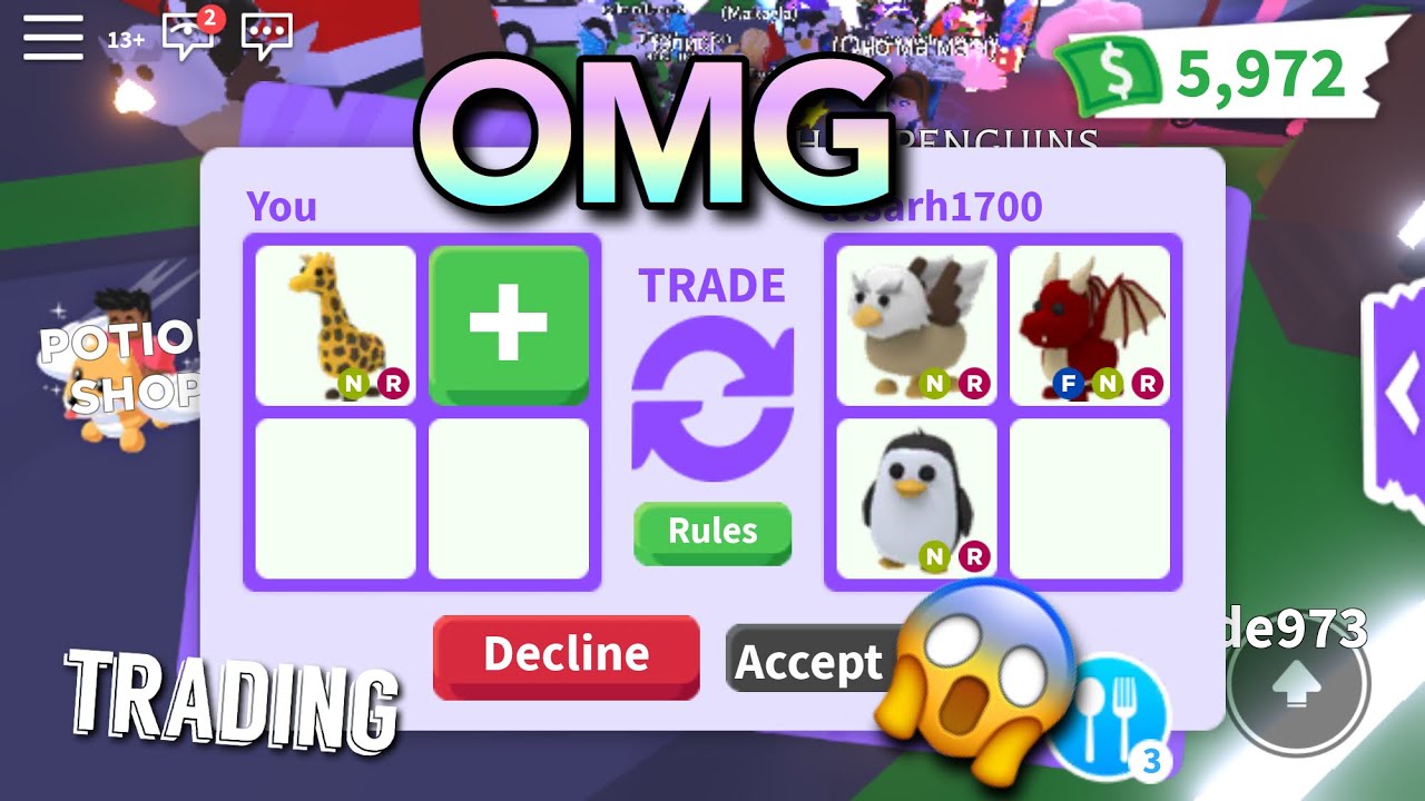 Trading Neon Giraffe In Adopt Me And Seeing Offers Roblox Youtube