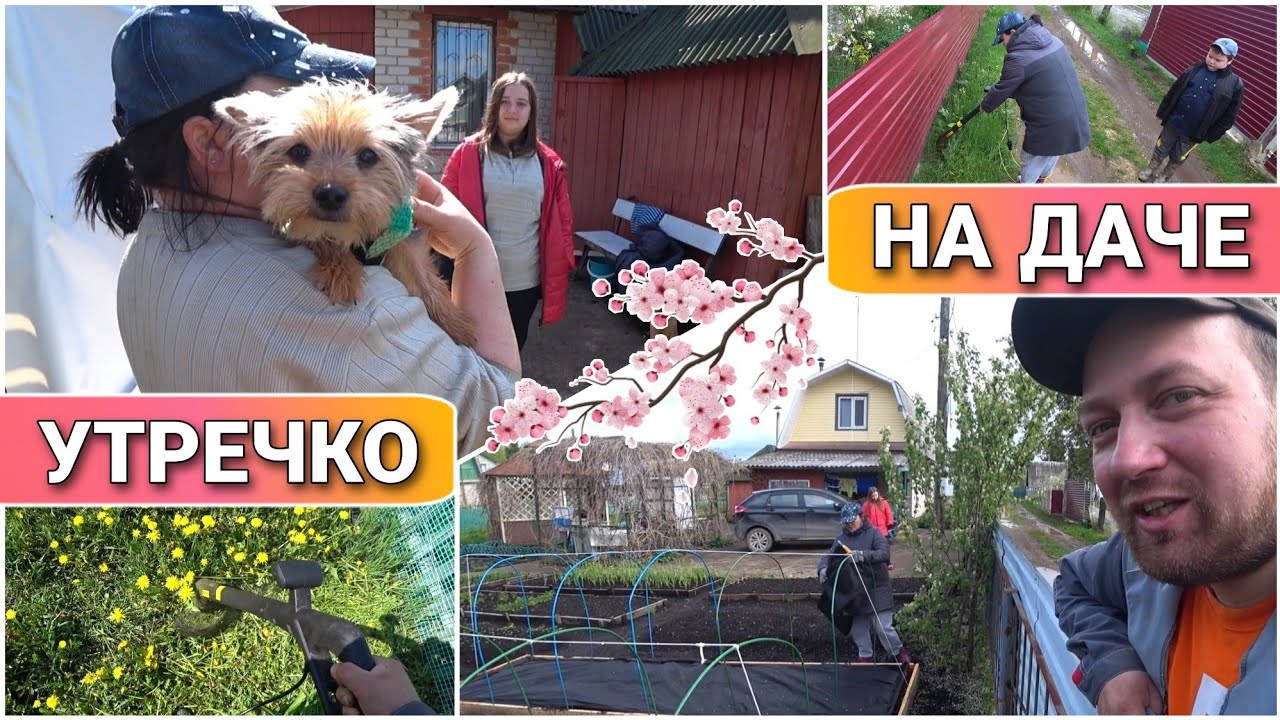 ВЛОГ! Косим траву электрическим триммером HUTER GET-400//Дачные будни😊//Семейный канал//ПроЖизнь!!!