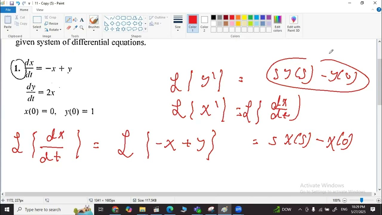 AUM - CH 7.6 Systems of  Linear Differential Equations using laplace transform شرح