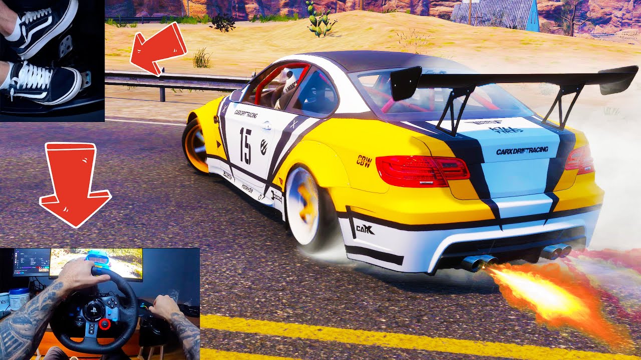 Drifting BMW in CarX | SteeringWheel + Pedals and Handbrake - YouTube