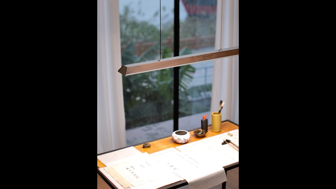 Scandinavian Style Black Walnut Pendant Light for Dining Room 