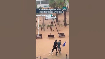 Streets flooded in Ibiza after storm brings torrential rain #itvnews #ibiza