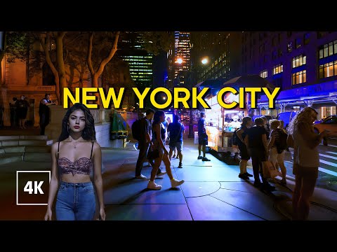 New York, Hoa Kỳ | MANHATTAN NYC | Đi Bộ Thành Phố Ban Đêm 4K