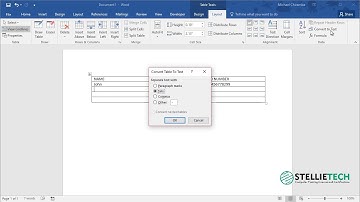 How to convert a Table to text in Word 2016 Tip#4
