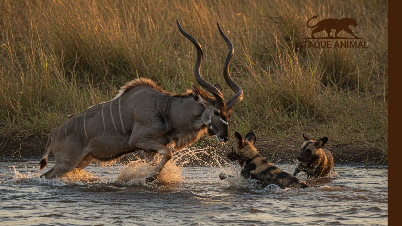 Cães Selvagens Atacam Kudu, Mas a Fome Os Derruba - ATAQUE ANIMAL - YouTube