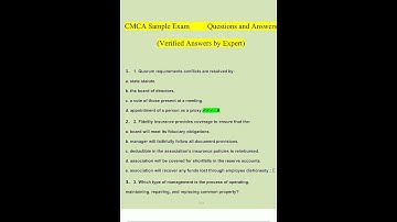Latest Cmca Sample Exam Questions And Answers  Verified Answers By Expert 1  video