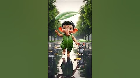 "Leafy Ganpati in rainy days" #trending #balganesh #ganpatibappamorya #ganeshchaturthi #cartoon #ai