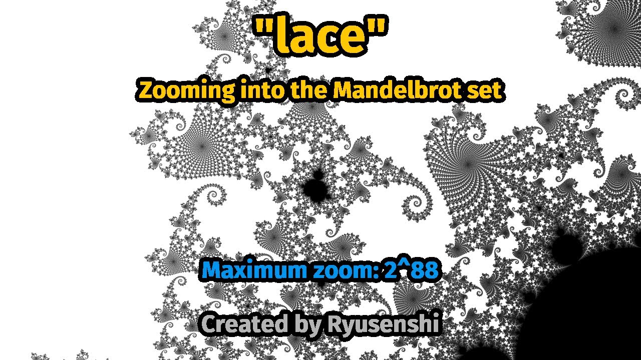 Lace — Zooming into the Mandelbrot set (black and white) - YouTube