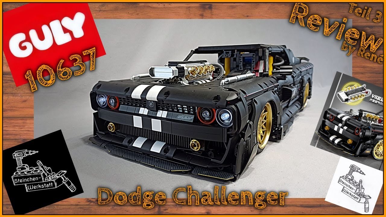 🤘 Review 🤘 | Dodge Challenger, ein Matt schwarzes Muscle Car mit 17 Power Functions | Guly 10637