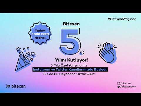 #Bitexen5Yaşında 📣 Bitexen’in 5. Yılına özel toplam 5.000 EXEN ödüllü yarışmamız başladı!