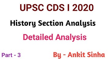 UPSC PYQs | CDS I 2020 | History Section Analysis| Part - 3 | #facetsofupsc