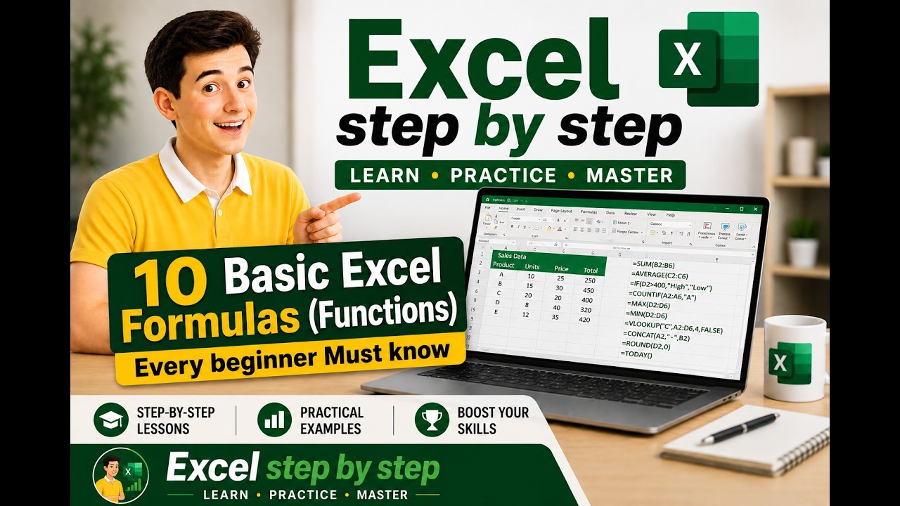 10 Basic Excel Functions Every Beginner Must Know - YouTube