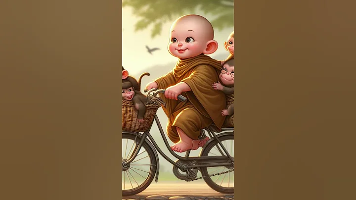 Little monk riding a bicycle carrying monkeys natural - DayDayNews