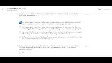 Shallow Neural Networks|Week 3 Quiz solutions|coursera|Neural Networks