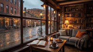 Relaxing Jazz on a Rainy Autumn Day π Cozy Rustic Coffee Shop Ambience for Study, Work & Relaxation
