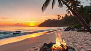 🌴 Tropical Sunset Beach Ambience 🌅 Calm Ocean Waves for Deep Relaxation