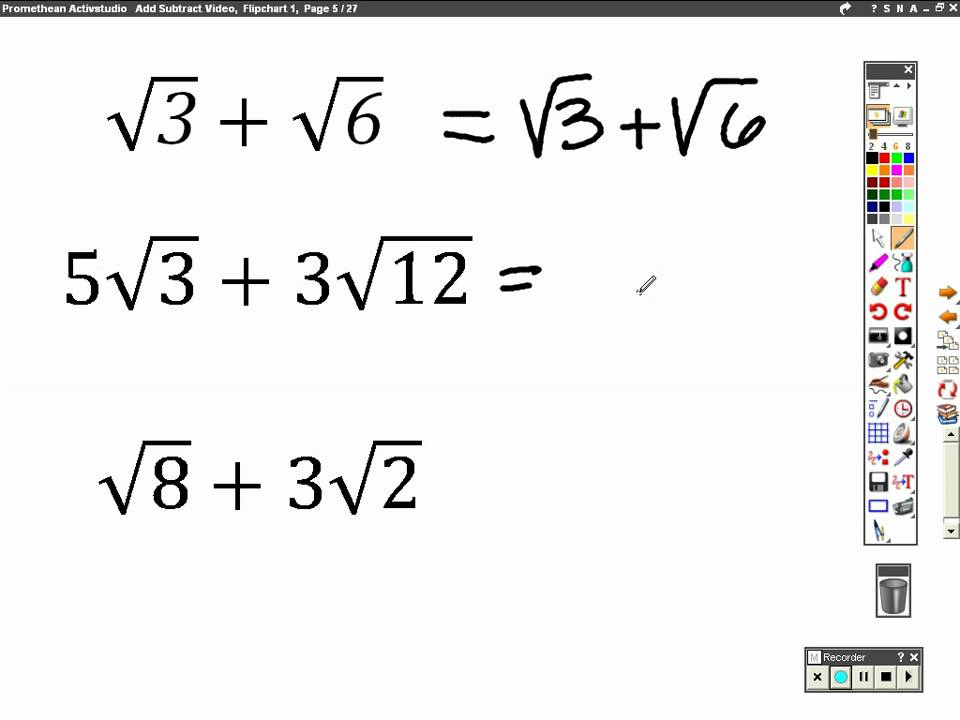 Adding And Subtracting Radicals Worksheet