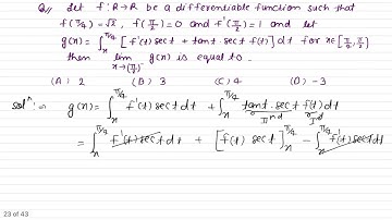 Let f:R-R Bebe a differentiable function such that f(pi/4)=root2, f(pi/2)=0&f’(pi/2)=1and let g(x)=
