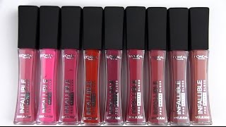 L'Oreal Infallible Pro-Matte Glosses: Lip Swatches & Review